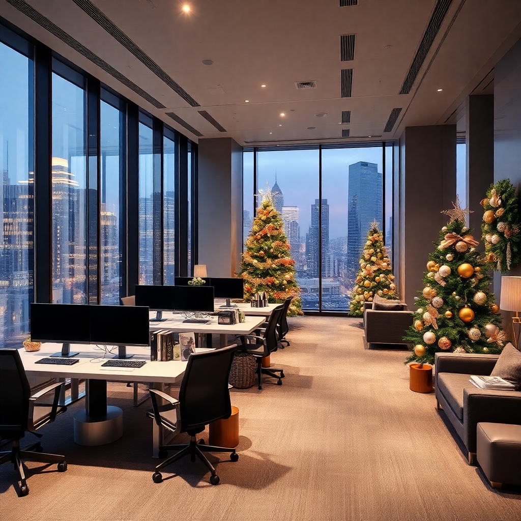 Flux Schnell A modern stylish office decorated for the holiday 0